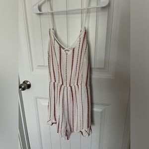 Lush white and pink embroidered romper